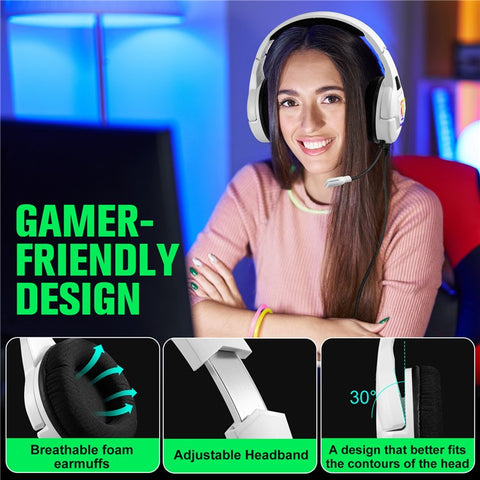 KOTION EACH S100 Wired Gaming Headset for PS4 / PS5 / Computer E-Sports LED Light Headphone with Adapter Cable