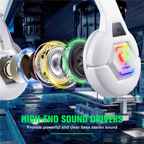 KOTION EACH S100 Wired Gaming Headset for PS4 / PS5 / Computer E-Sports LED Light Headphone with Adapter Cable