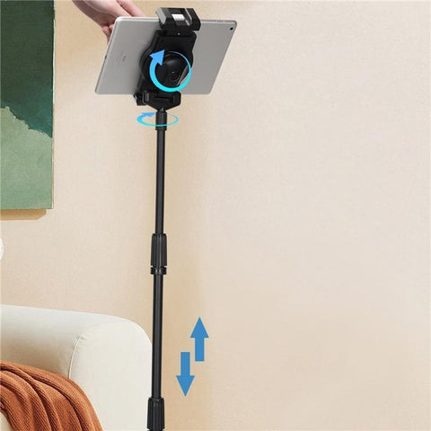 JYX-008 Universal 4.7-14inch Mobile Phone Tablet Holder Floor Stand Metal Retractable Tripod Bracket