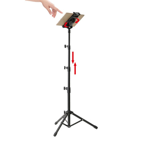 YX-LP018 Universal Mobile Phone Tablet Holder Floor Stand Metal 360° Rotating Retractable Tripod Bracket