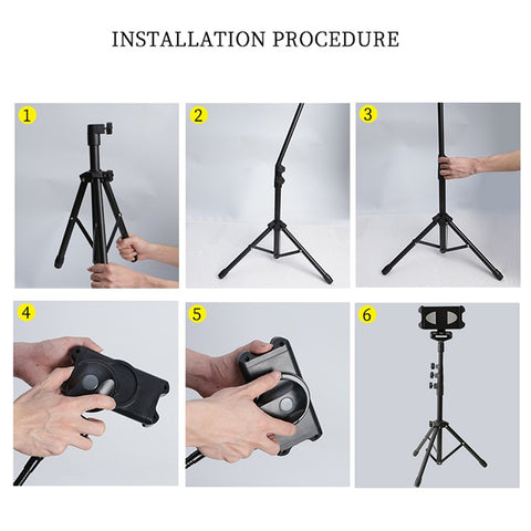 YX-LP018 Universal Mobile Phone Tablet Holder Floor Stand Metal 360° Rotating Retractable Tripod Bracket