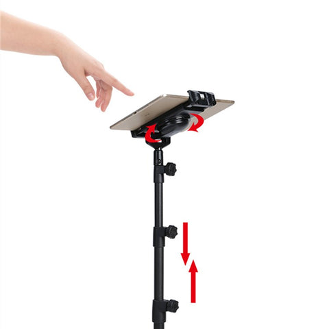 4.7-12.9 inch Mobile Phone Tablet Holder Floor Stand 360 Degrees Rotating Adjustable Height Tripod Bracket