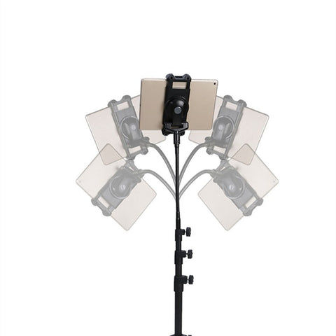 4.7-12.9 inch Mobile Phone Tablet Holder Floor Stand 360 Degrees Rotating Adjustable Height Tripod Bracket