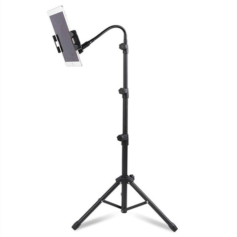 4.7-12.9 inch Mobile Phone Tablet Holder Floor Stand 360 Degrees Rotating Adjustable Height Tripod Bracket