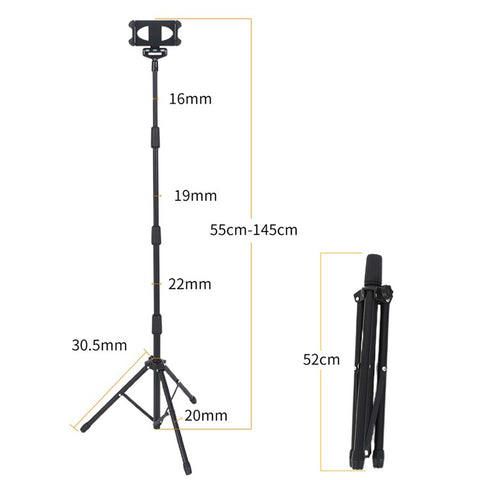JY306V8 Tablet Tripod Stand for 4.7''-12.9'' Tablets and Phones Height Adjustable Stand Holder 360-degree Rotating Mount Stand
