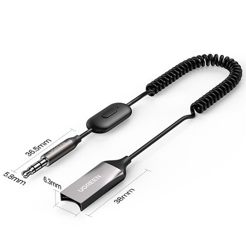 UGREEN Car Bluetooth-compatible 5.0 AUX Adapter Audio Receiver USB to 3.5mm Hands Free Kit Support TF Card