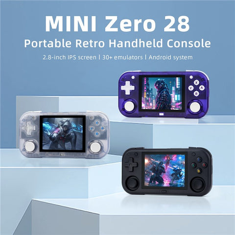 AMPOWN MINI ZERO 28 Handheld Game Console 64 Bit Android 2.8 Inch IPS Screen Retro Gaming Controller, with 64G TF Card