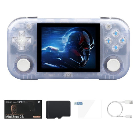 AMPOWN MINI ZERO 28 Handheld Game Console 64 Bit Android 2.8 Inch IPS Screen Retro Gaming Controller, with 64G TF Card