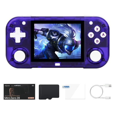 AMPOWN MINI ZERO 28 Handheld Game Console 64 Bit Android 2.8 Inch IPS Screen Retro Gaming Controller, with 128G TF Card