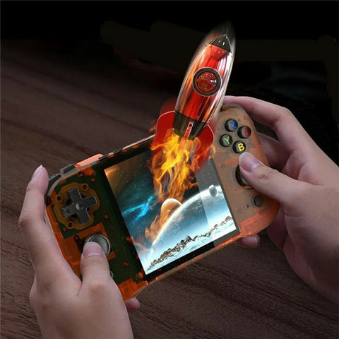 R46S Open Source 4 Inch HD Screen Handheld Game Console Linux System Built In 15000+ Games, 128G Memory Card