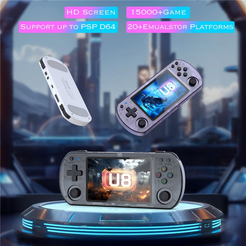 U8 Open Source Linux System 4.0 Inch IPS Screen Retro Handheld Game Console, 64GB Storage