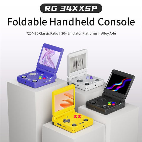 AMPOWN RG34XXSP 3.4 Inch IPS Screen Retro Handheld Game Console Foldable Wireless Gamepad, with 64G TF Card