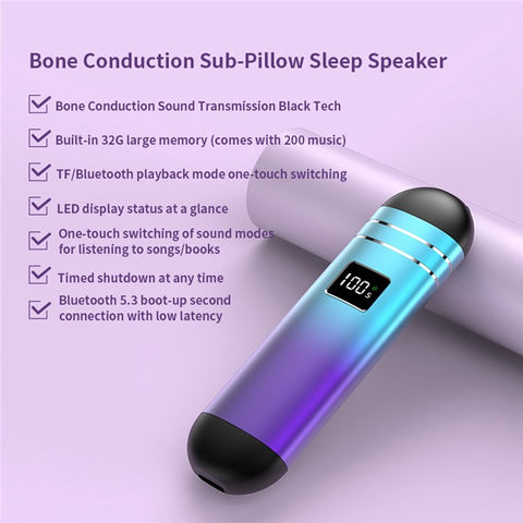 QY09 Bone Conduction Speaker with 32GB TF Card Mini Wireless Audio Device BT Sleep Aid for Bedroom / Dorm / Office
