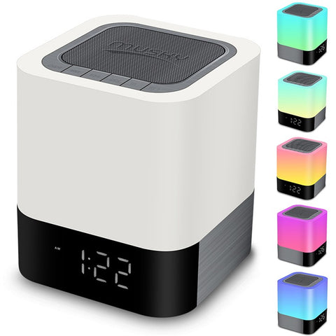 MUSKY DY28P 3 Level LED Lighting Bluetooth-Compatible Speaker Touch Control Night Light with Alarm Clock