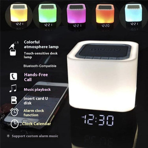 MUSKY DY28P 3 Level LED Lighting Bluetooth-Compatible Speaker Touch Control Night Light with Alarm Clock