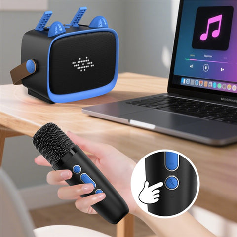 T99 Children Karaoke Speaker with Dual Microphone Multi Light Modes Bluetooth-Compatible Audio System