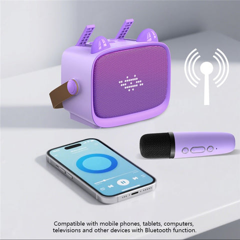 T99 Children Karaoke Speaker with Dual Microphone Multi Light Modes Bluetooth-Compatible Audio System