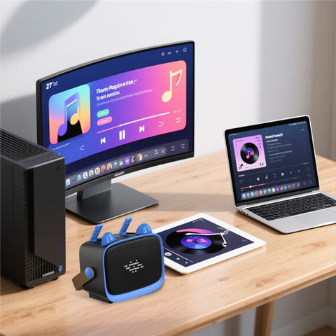 T99 Children Karaoke Speaker with Dual Microphone Multi Light Modes Bluetooth-Compatible Audio System