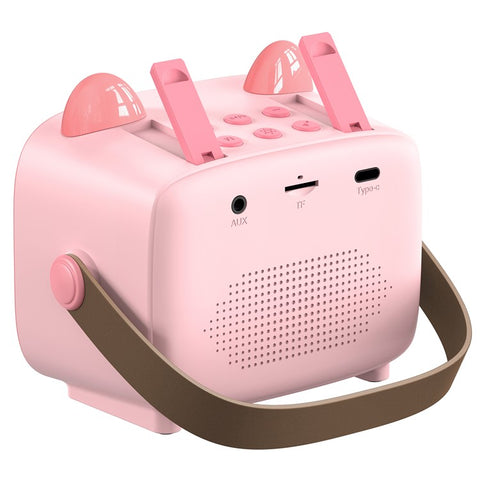 T99 Children Karaoke Speaker with Dual Microphone Multi Light Modes Bluetooth-Compatible Audio System