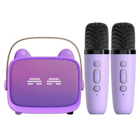 T99 Children Karaoke Speaker with Dual Microphone Multi Light Modes Bluetooth-Compatible Audio System
