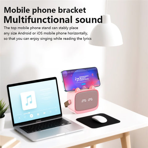 T99 Children Karaoke Speaker with Single Microphone Multi Light Modes Bluetooth-Compatible Audio System