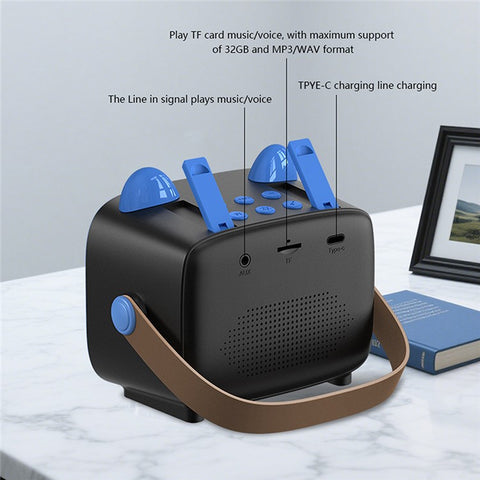 T99 Children Karaoke Speaker with Single Microphone Multi Light Modes Bluetooth-Compatible Audio System
