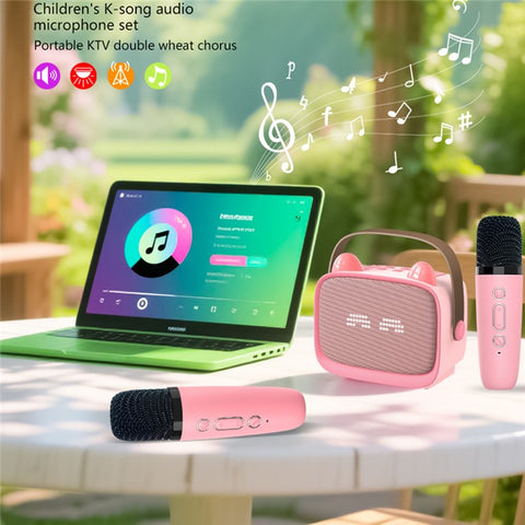 T99 Children Karaoke Speaker with Single Microphone Multi Light Modes Bluetooth-Compatible Audio System