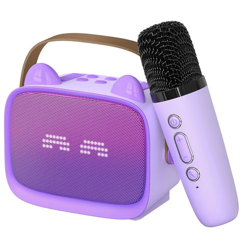 T99 Children Karaoke Speaker with Single Microphone Multi Light Modes Bluetooth-Compatible Audio System
