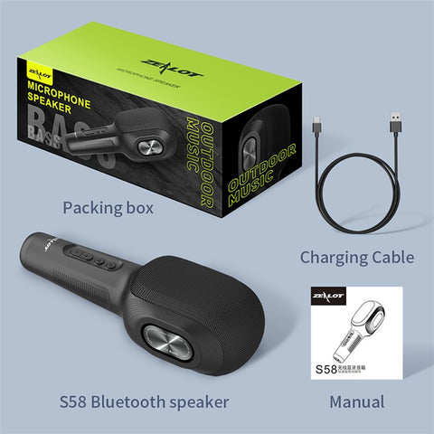 ZEALOT S58 Wireless Bluetooth-compatible Karaoke Microphone Rechargeable Home KTV Party Handheld Mic Speaker