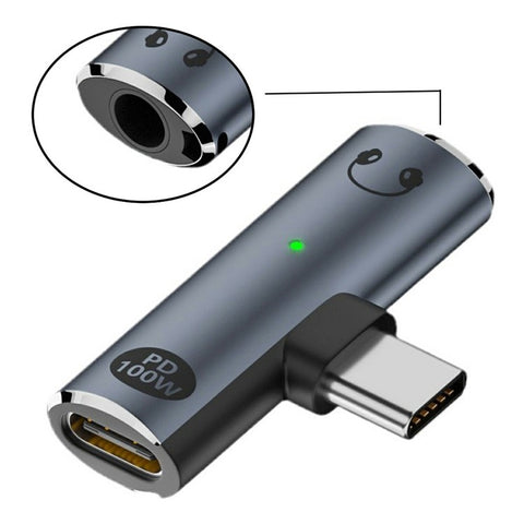 UC-075-PD Type-C to 3.5mm Audio DAC AUX Music + 100W PD Power CS201 Chip Adapter for Laptop Tablet Phone