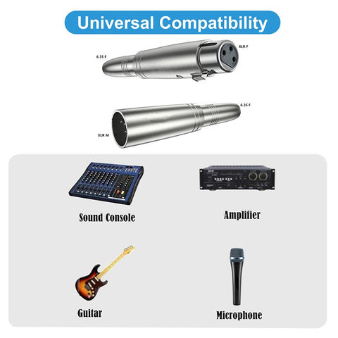 JUNSUNMAY XLR Female to Female 6.35mm TRS Audio Adapter Microphone Connector Audio Equipment Converter