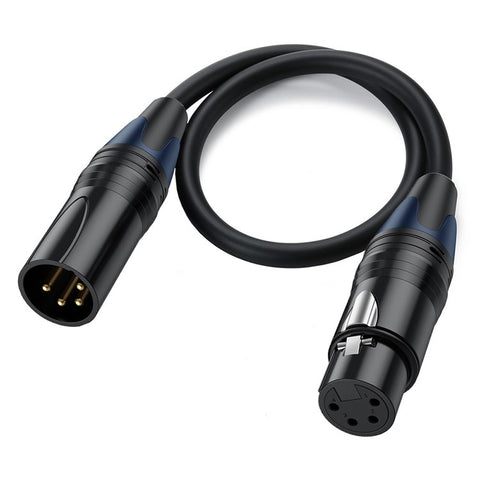 JUNSUNMAY 0.5m XLR Cable 4-Pin Male to Female Audio Adapter Extension Cord for Video Cameras / Stage Lights / Mixers