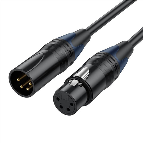 JUNSUNMAY 10m XLR Cable 4-Pin Male to Female Audio Adapter Extension Cord for Video Cameras / Stage Lights / Mixers