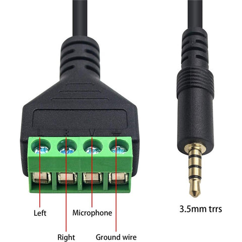 JUNSUNMAY 3.5mm Stereo Male to 4-Pole Terminal Block Audio Connector Cable Solderless Audio Cord (Green)