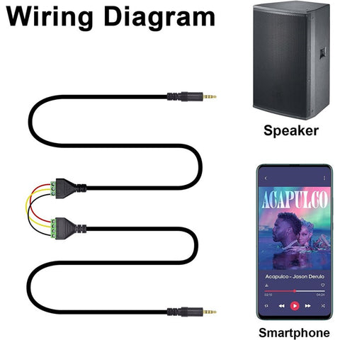 JUNSUNMAY 3.5mm Stereo Male to 4-Pole Terminal Block Audio Connector Cable Solderless Audio Cord (Green)