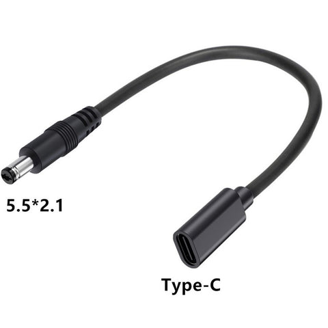 JUNSUNMAY 25cm Type-C Female to DC 5.5mm x 2.1mm Male Adapter Cable 5V 3A Power Extension Cord