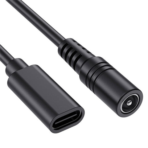 JUNSUNMAY 25cm Type-C Female to DC 5.5mm x 2.1mm Female Adapter Cable 5V 3A Power Extension Cord