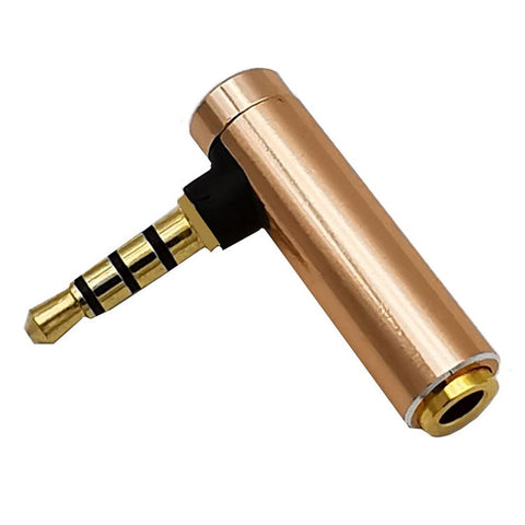 JUNSUNMAY 4-Pole 3.5mm Male to Female 90 Degree Right Angle Audio Adapter Gold Plated Connector