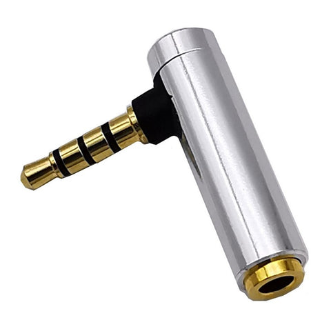JUNSUNMAY 4-Pole 3.5mm Male to Female 90 Degree Right Angle Audio Adapter Gold Plated Connector