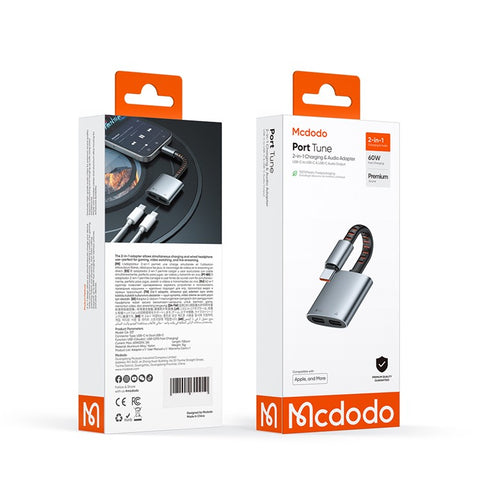 MCDODO CA-3370 MDD 2 in 1 Audio Adapter Cable USB-C to Dual USB-C Charging / Audio For Smartphones / Tablets