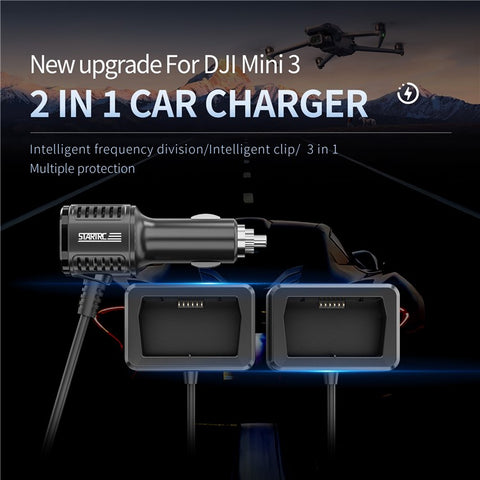 STARTRC 1124026 2-in-1 Car Charger for DJI Mini 4 Pro / Mini 3 / Mini 3 Pro Series Cigarette Lighter Charger