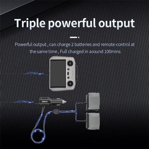STARTRC 1124026 2-in-1 Car Charger for DJI Mini 4 Pro / Mini 3 / Mini 3 Pro Series Cigarette Lighter Charger