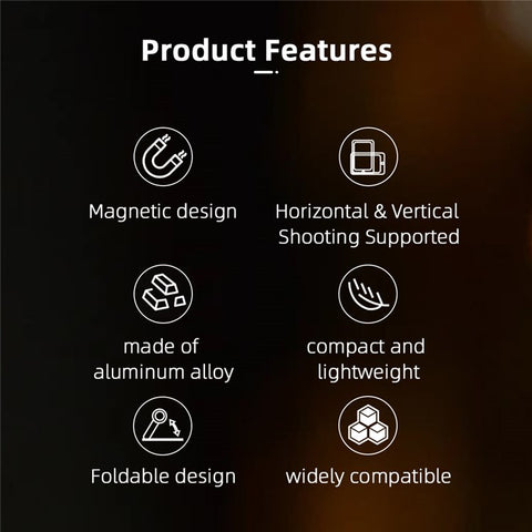 FLYMILE Magnetic Foldable Stand Phone Back Aluminum Alloy Horizontal / Vertical Support Bracket
