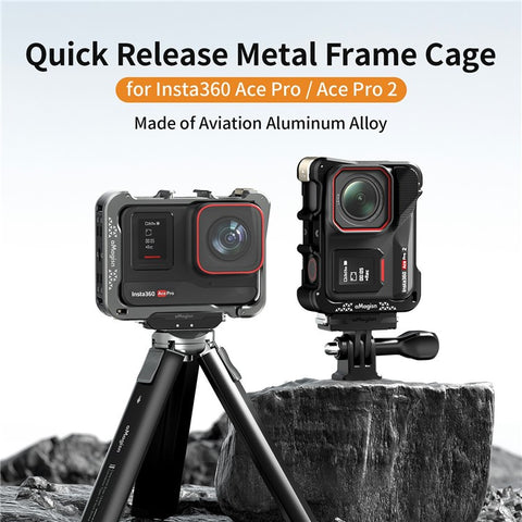 AMAGISN For Insta360 Ace Pro 2 Quick Release Metal Cage Aluminum Alloy Frame Protective Case