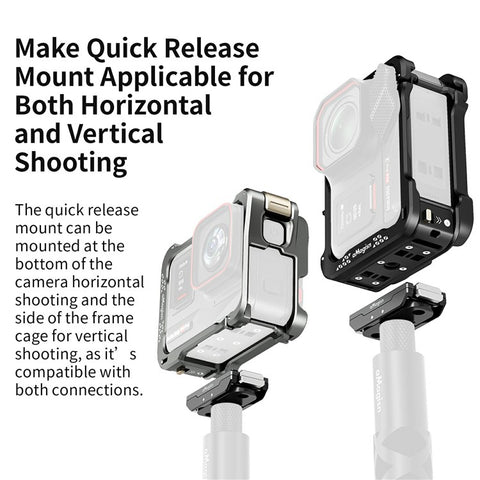 AMAGISN For Insta360 Ace Pro 2 Quick Release Metal Cage Aluminum Alloy Frame Protective Case