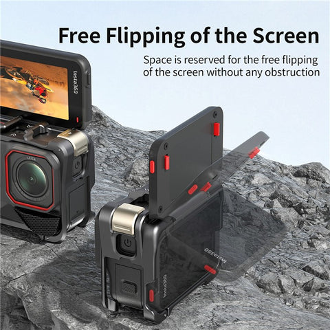 AMAGISN For Insta360 Ace Pro 2 Quick Release Metal Cage Aluminum Alloy Frame Protective Case