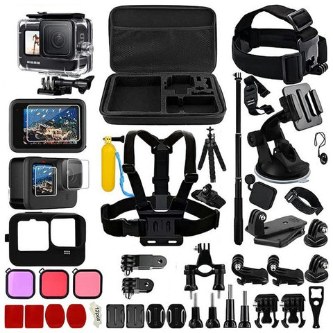 54-in-1 Accessories Kit for GoPro Hero 12 11 10 9 Waterproof Case Silicone Cover Tempered Glass Flim
