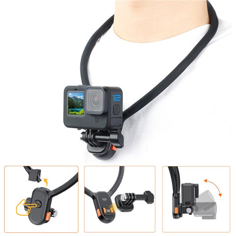 VRIG AC01 Magnetic Neck-Mount Holder for Claw Mini Action Camera Necklace Holder Bracket for Fishing, Biking, Vlogging