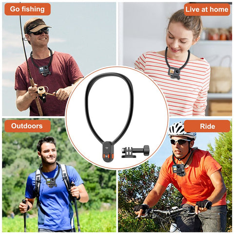 VRIG AC01 Magnetic Neck-Mount Holder for Claw Mini Action Camera Necklace Holder Bracket for Fishing, Biking, Vlogging