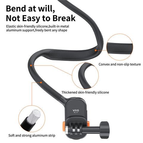 VRIG AC01 Magnetic Neck-Mount Holder for Claw Mini Action Camera Necklace Holder Bracket for Fishing, Biking, Vlogging